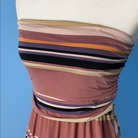 nwot Maurices Pink Beige Stripes Convertible Hi-low Maxi Dress US XS - Picture 3 of 6
